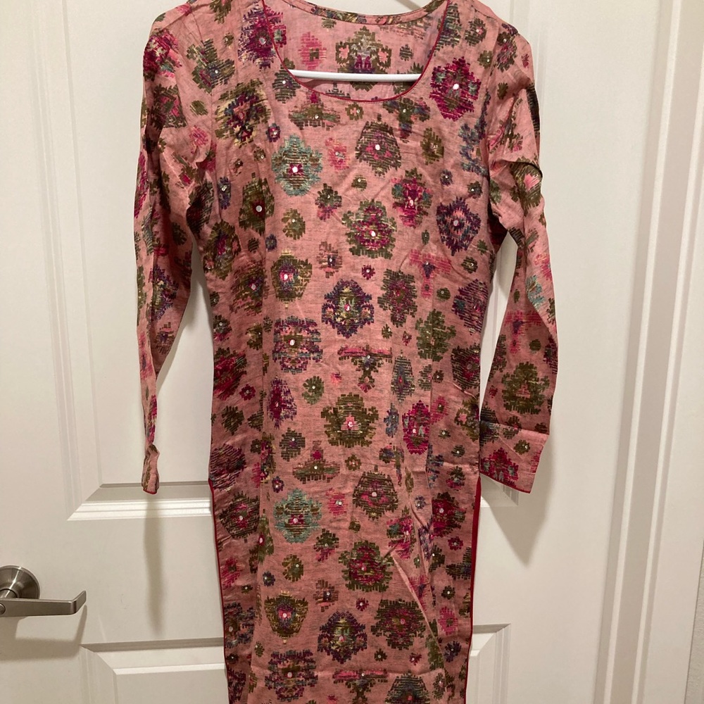 New Fancy Desi Indian Pakistani Shalwar Kameez pink and gold